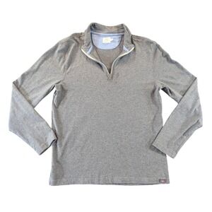 Faherty Brand Mens Quarter Zip Pullover Heather Grey Medium Coastal Minimalist